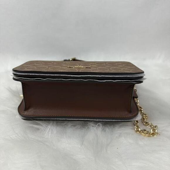 Coach Quinn Bag In Signature Canvas With Floral Chain In Tan/Brown CBG96 NWT - Picture 10 of 11